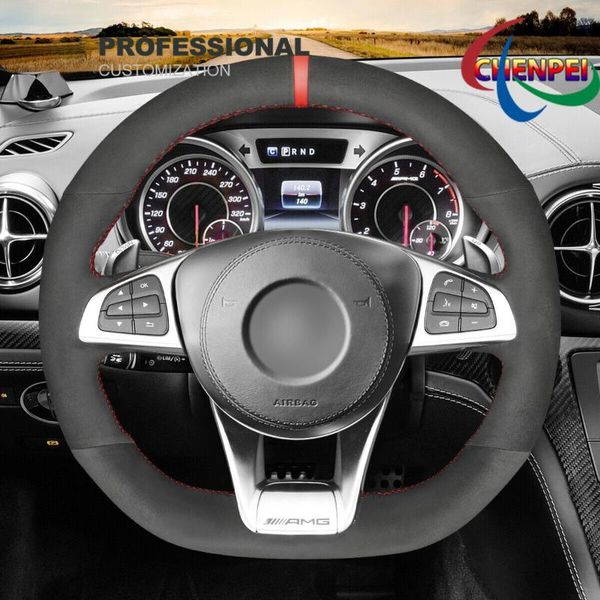 

steering wheel covers diy hand-sewn suede cover for - c190 r190 w205 c117 c218 w213 x253 car interior accessories