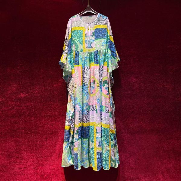 

casual dresses vintage ethnic holiday summer loose large size long dress temperament 2021, Black;gray