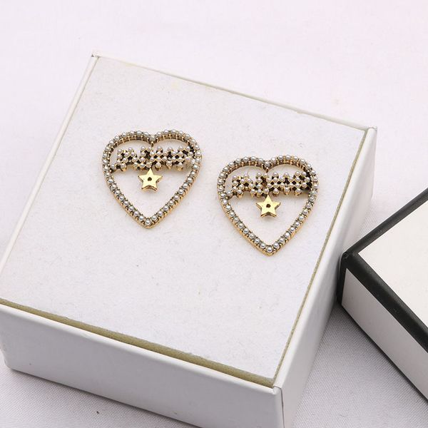 

star earrings 2021 french personality female classic heart letter earrings, Silver