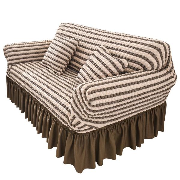 

chair covers thick fabric striped slipcover stretch sofa cover with skirt plaid spandex slip-resistant all-inclusive 1 2 3 4 seat
