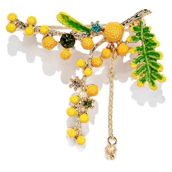 

pins, brooches jewelry mimosa well green leaf brooch pin female ladies 'shirts, Gray