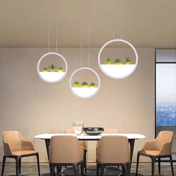 

pendant lamps modern led lights circle plant decorative luminaire suspendu lamp for restaurant dining room hanging