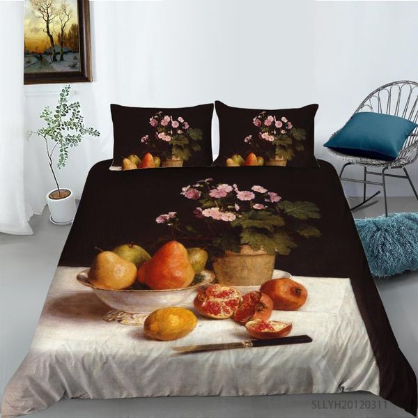 

bedding sets luxury oil painting flowers printing comforter duvet cover with pillowcases 2/3pcs set