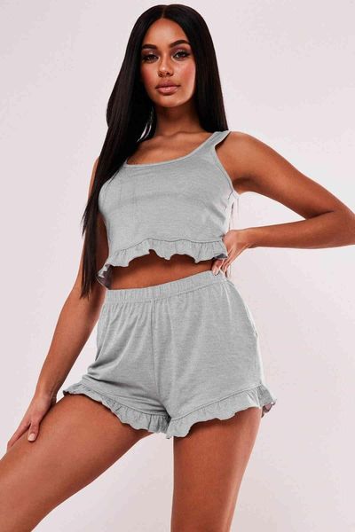

women's panties gray combed short bottom night suit pgc3457, Black;pink