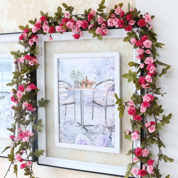 

decorative flowers & wreaths 1pcs/lot 230cm silk rose wedding decorations ivy vine artificial arch decor with green leaves hanging wall garl