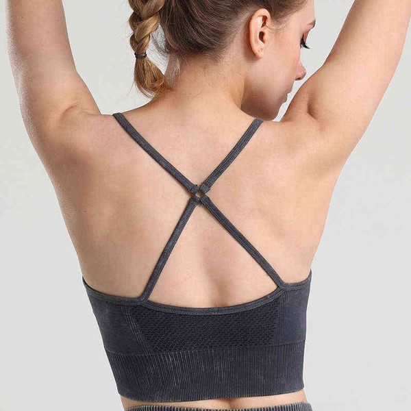 

women's t-shirt seamls bra washing quick drying fitns sling underwear yoga cloth sports vt women, White