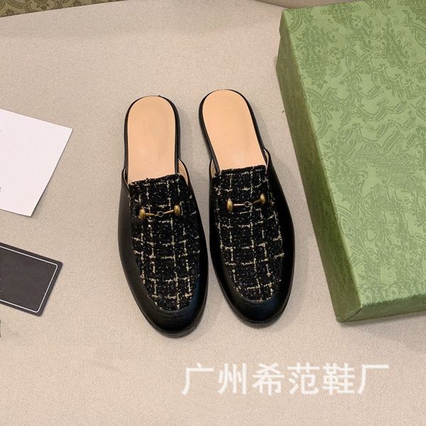

2021 new g family baotou half drag women's shoes rrlz zmm, Black