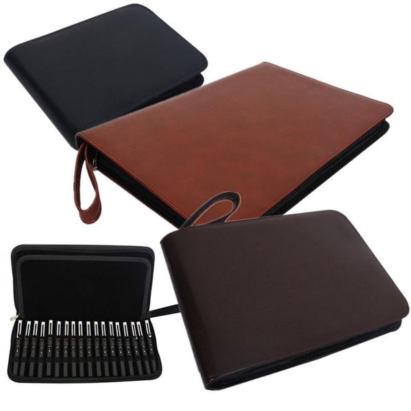 

waterproof and antifouling pu solid color pencil case 12/24/36/48 grid sample storage bag bags