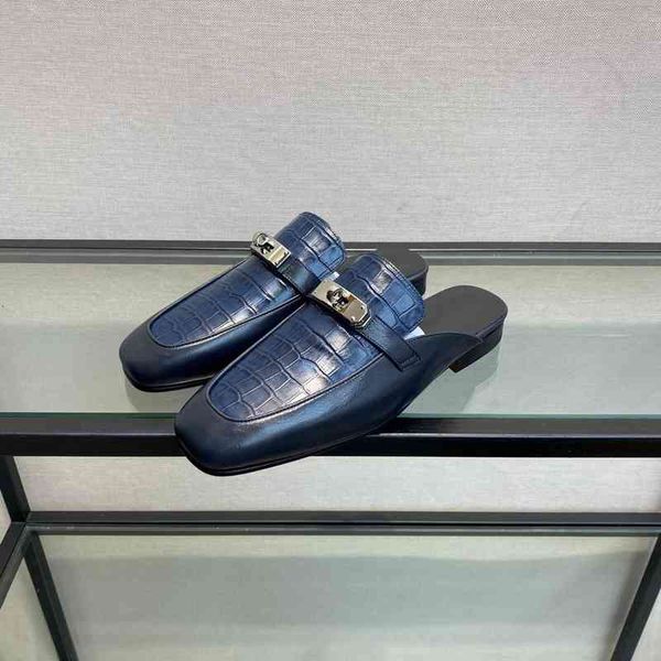 

slippers high-end classic pure color men's semi-casual shoes fashion versatile commercial men slippers outdoor beach comfortable wearab, Black