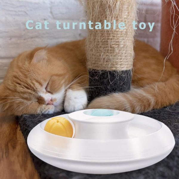 

funny 360 rotating cat turntable toy kitten tumbler round disk mint ball inner track pet interactive scratcher toys