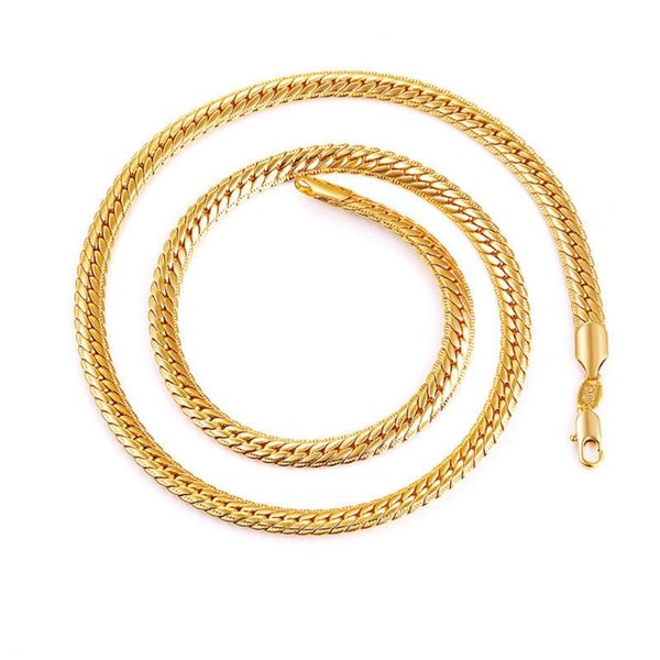 

chains long/short chain necklace men jewelry yellow gold filled classic snake bone collar clavicle gift, Silver