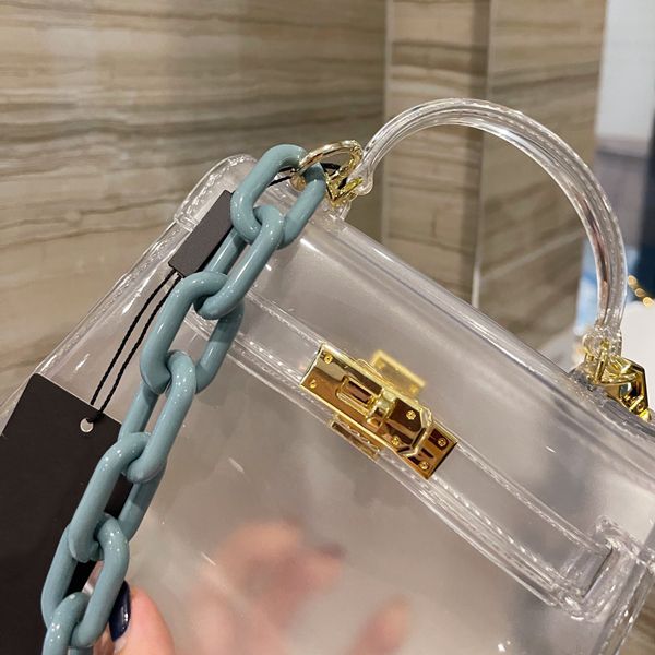 

2021 luxury transparent jelly bag women's fashion handbag brand designer chain cross bags size 20*15cm