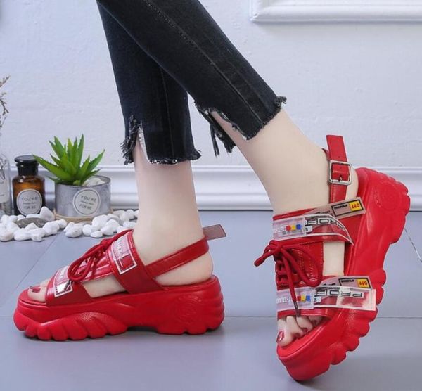

dress shoes open-toed women sport sandals wedge hollow out outdoor cool platform beach summer, Black
