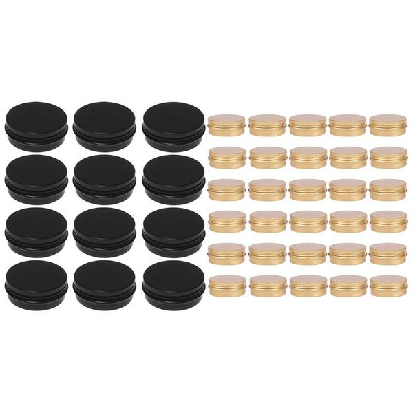 

storage boxes & bins 42 pcs 1oz aluminum tin jars round screw lid containers empty metal , 12 black 30 gold