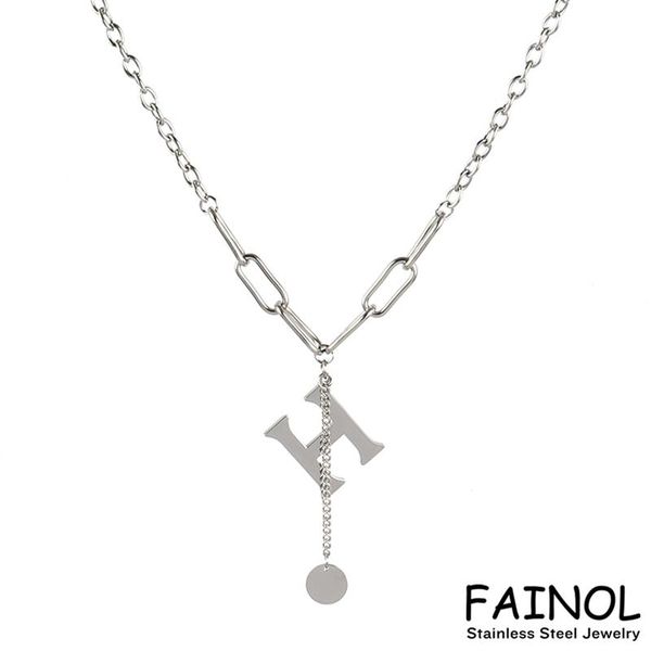 

chains fashion stainless steel necklace chain necklaces for women letter pendant charm jewelry gifts, Silver