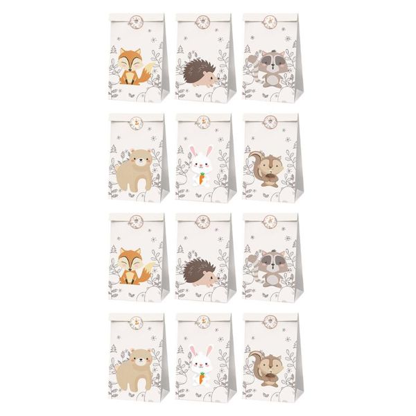 

gift wrap 12pcs forest animal theme paper bags candy with 2 sheets stickers