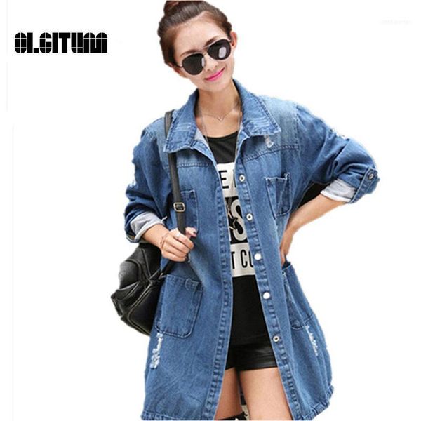 

women's jackets women's wholesale- 2022 denim jacket female women coats slim long sleeve casual jeans single breasted pockets coat, Black;brown