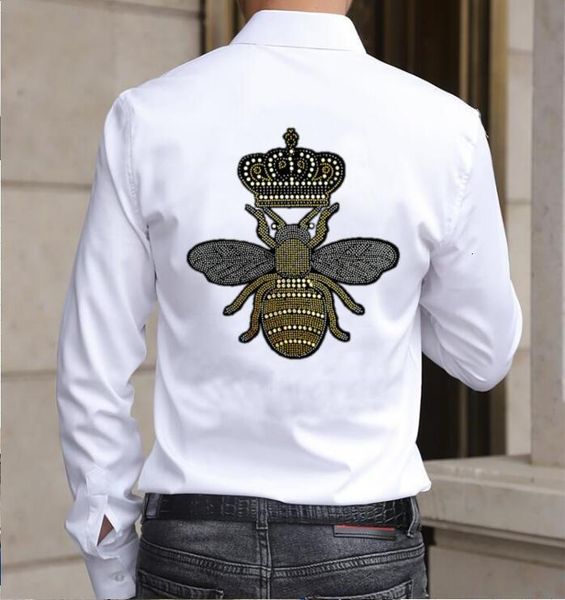 

men's casual shirts 2021 diamond stone male shirt long sleeve fine fit fashion designer streetwear casual blouse, White;black