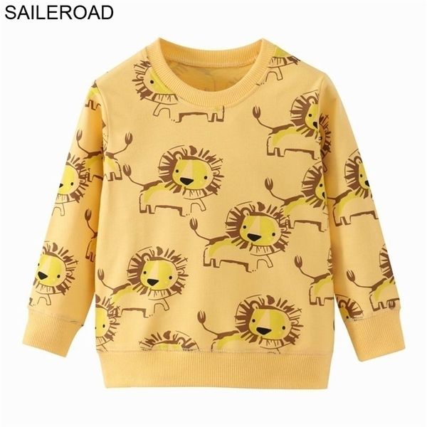 SAILEROAD Lion Print Frühling Jungen Marke Kleidung Kinder Hoodies Sweatshirts Junge Baumwolle Tier Muster Kinder Sweatshirts 211110