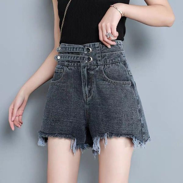

women's shorts women black denim high waist loose summer ropa mujer, White;black