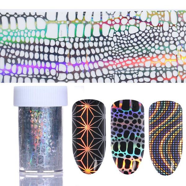 

4*100cm/roll nail foil irregular grid waves sparkly paper transfer sticker art decoration for stickers & decals, Black