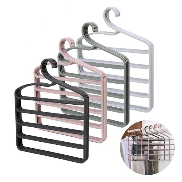 Kleiderbügel Racks 5 Schichten Kleiderbügel Multifunktionale Hosen Hosen Kleiderschrank Closet Organizer Lagerung Halter Platz Saver Rack Kleidung