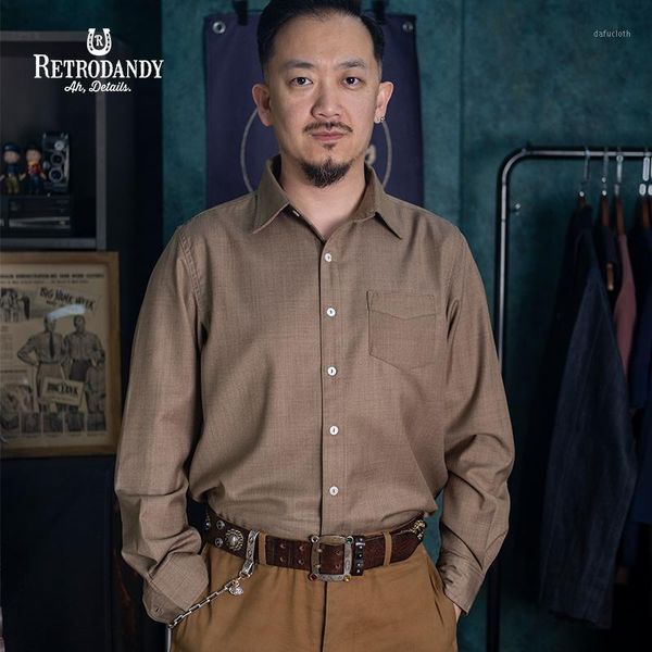 

men's casual shirts retrodandy american wear long sleeve yarn regular fit with pocket vintage retro amekaji ou, White;black