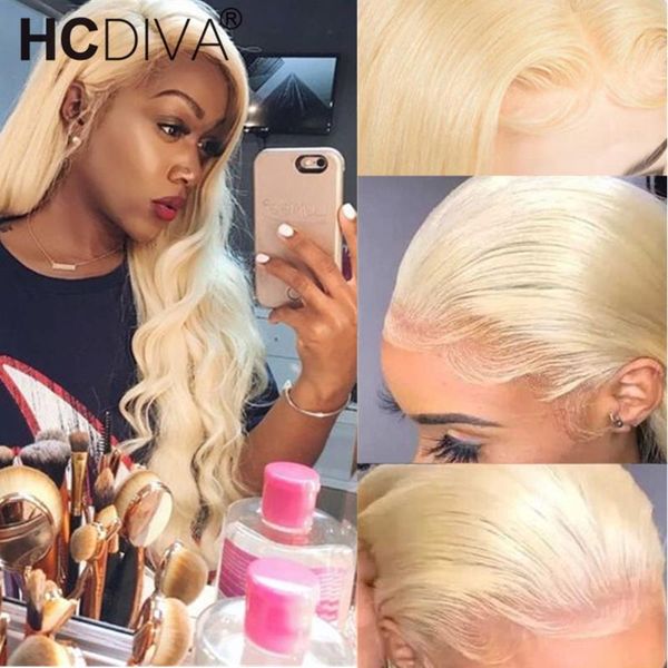 

lace wigs 180% density 42inch body wave 613 blonde front wig 13x4 hd transparent brazilian remy human hair, Black;brown
