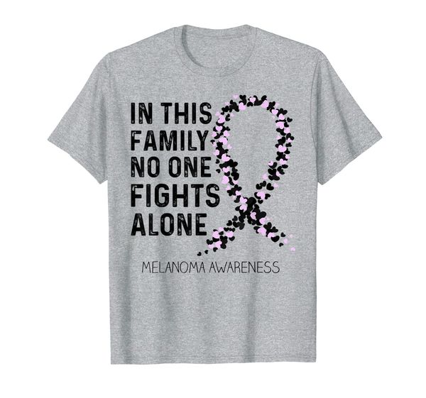

in this family no one fights alone melanoma awareness shirt, White;black