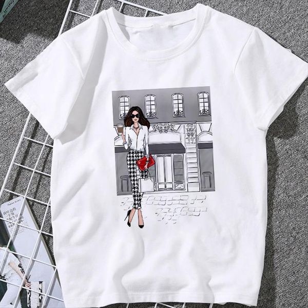 

fashion beauty champagne pattern printing womens t shirt harajuku summer female girl casual mujer camisetas, White