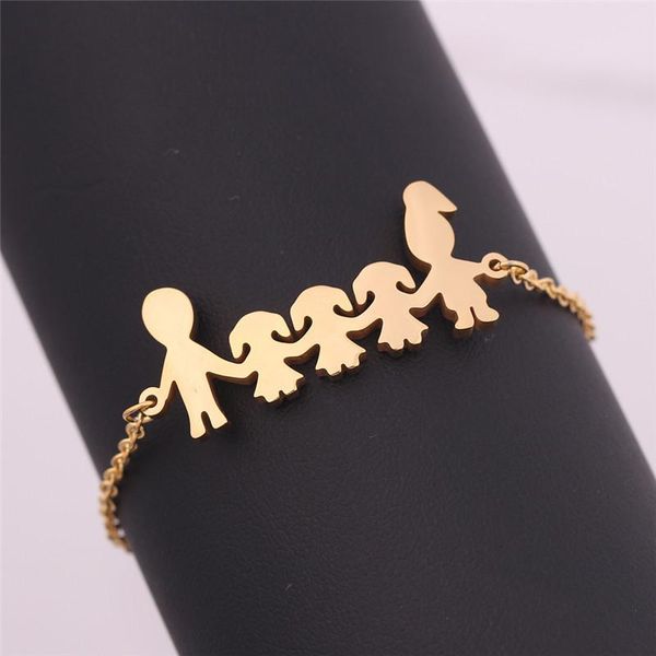 

link, chain 2021 feimeng simple style figure bangle jewellery father mother girl boy family gathering gift charm adjustable bracelets, Black