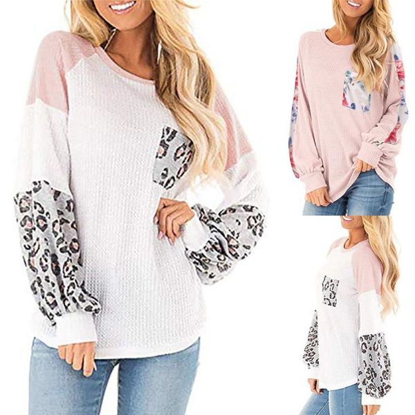 

30h blouse women balloon long sleeve clothes knit plus size shirt printed loose tunic pullover roupa feminina women's blouses & shirts, White