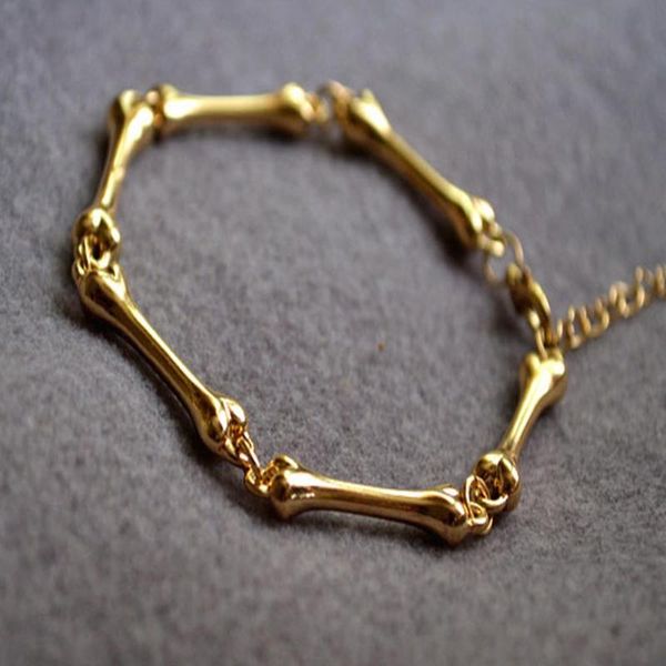 

link, chain fashion cool rock punk gothic metal bone bracelet bangle sec88, Black