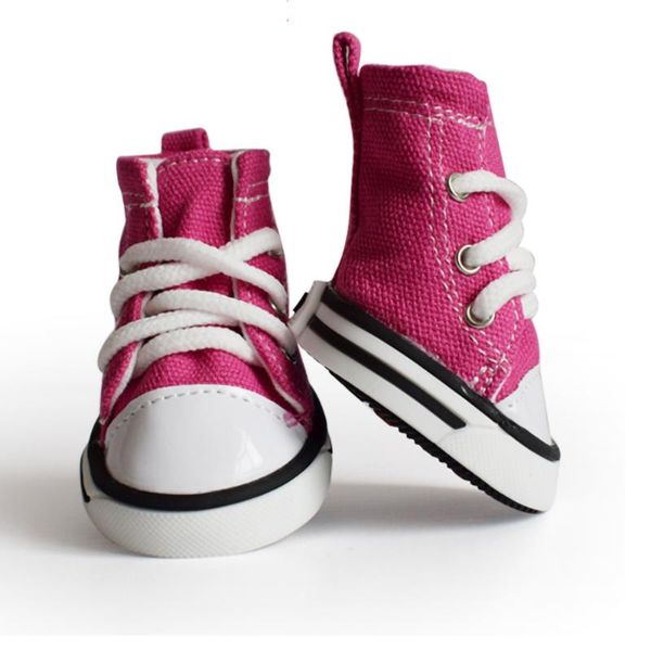 

dog apparel 4pcs pink denim canvas sneaker shoes boots puppy sporty cloth pet anti-skid for small large dogs