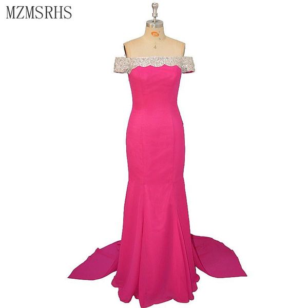 

party dresses mzmsrhs est dubai long evening with beading crystal mermaid dress boat neck for women formal mz0800, White;black