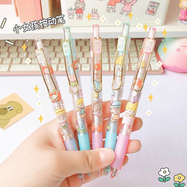 

pens cute girl gold hook press neutral small fresh jump 0.5 black student stationery neutral