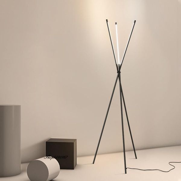 

floor lamps minimalist tripod lamp black led line standing lights home decor lighting tall living room bedroom beside light