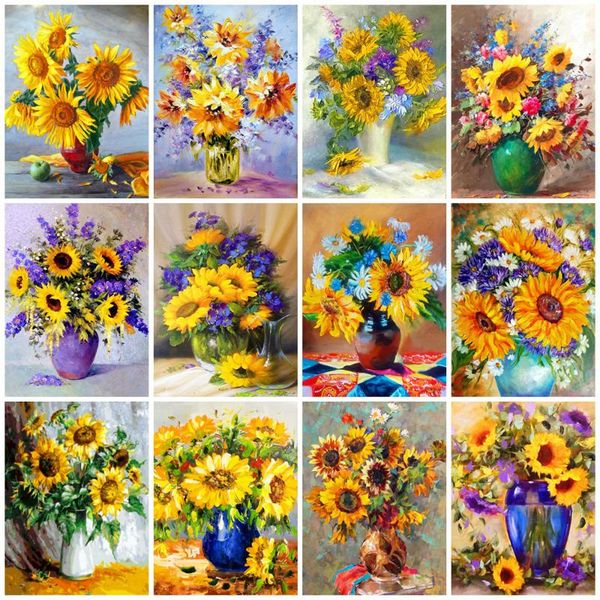 

diamond painting evershine 5d diy sunflower cross stitch kits embroidery flower picture of rhinestones floral home decor