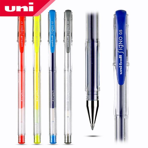 

gel pens 6pcs japan uni pen um-100 0.5mm student writing black red blue signature metal nib classic durable 15 color options