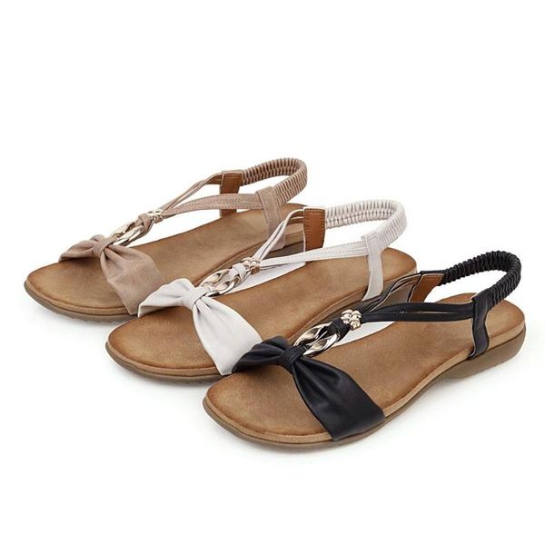 

big size 35-43 summer fashion women solid sweet string bead flat sandals 3 colors, Black