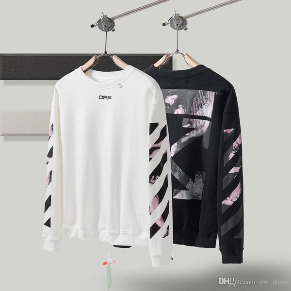 

long sleeves sweatshirt ow black with caravaggio painting arrows mans womans oversized off clothing couple style white