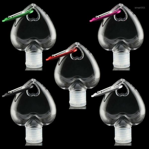

storage bottles & jars 5/10 pcs 50ml portable love heart shape empty refillable with key ring travel hand sanitizer bottle hook carrier