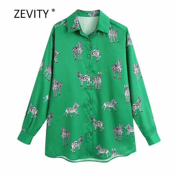 

women fashion animal printing casual smock blouse office ladies long sleeve business shirt female zebra pattern chic ls6953 210603, White