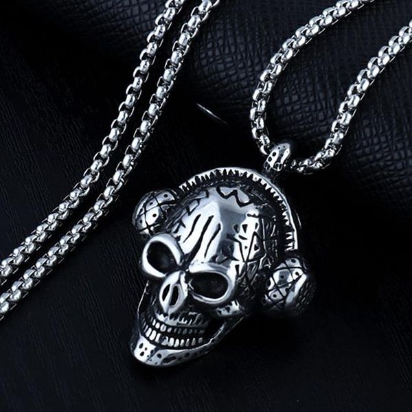 

pendant necklaces punk anime metal necklace skull chain for men boy goth jewelry fashion wild black arrival, Silver