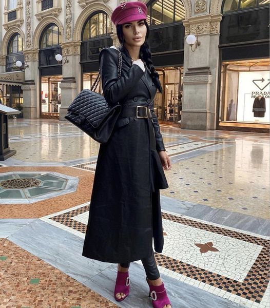 

dresses vero sinly winter long sleeve v neck black midi leather women blazer fashion high street chic vestido, Black;gray