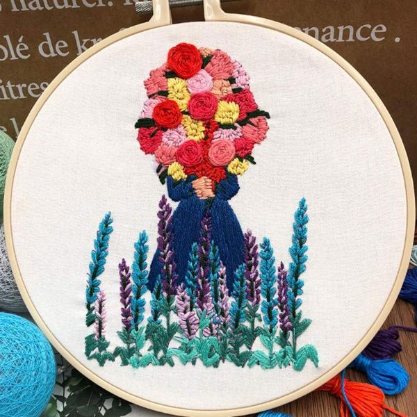 

other arts and crafts beginner 3d handwork embroidery kit needlework cross stitch set lady flower pattern diy thread tools material package