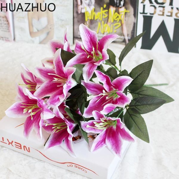 

decorative flowers & wreaths 1 bouquet 10 heads multicolor artificial lily flower fake bridal wedding valentine's day wreath diy decora