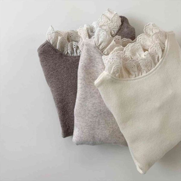 

korean baby lace collar princess bottom shirt girl hollow inner t, Blue