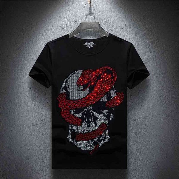 

t-shirt men summer short sleeve fashion streetwear slim cotton casual tshirts plus size s-7xl tee male 210707, White;black
