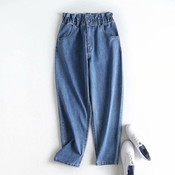 

breeze denim pantalon mezclilla talla large mujer breeches with high waist boyfriend brim pants for woman plus harem jeans, Blue